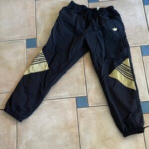 Men’s Adidas Black Track Pants with Gold Detailing Size L